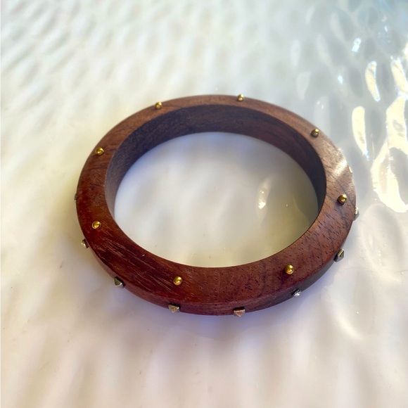 Silpada silver Brass and Crystal Studded Wooden Bangle Bracelet B3302 - Picture 8 of 11